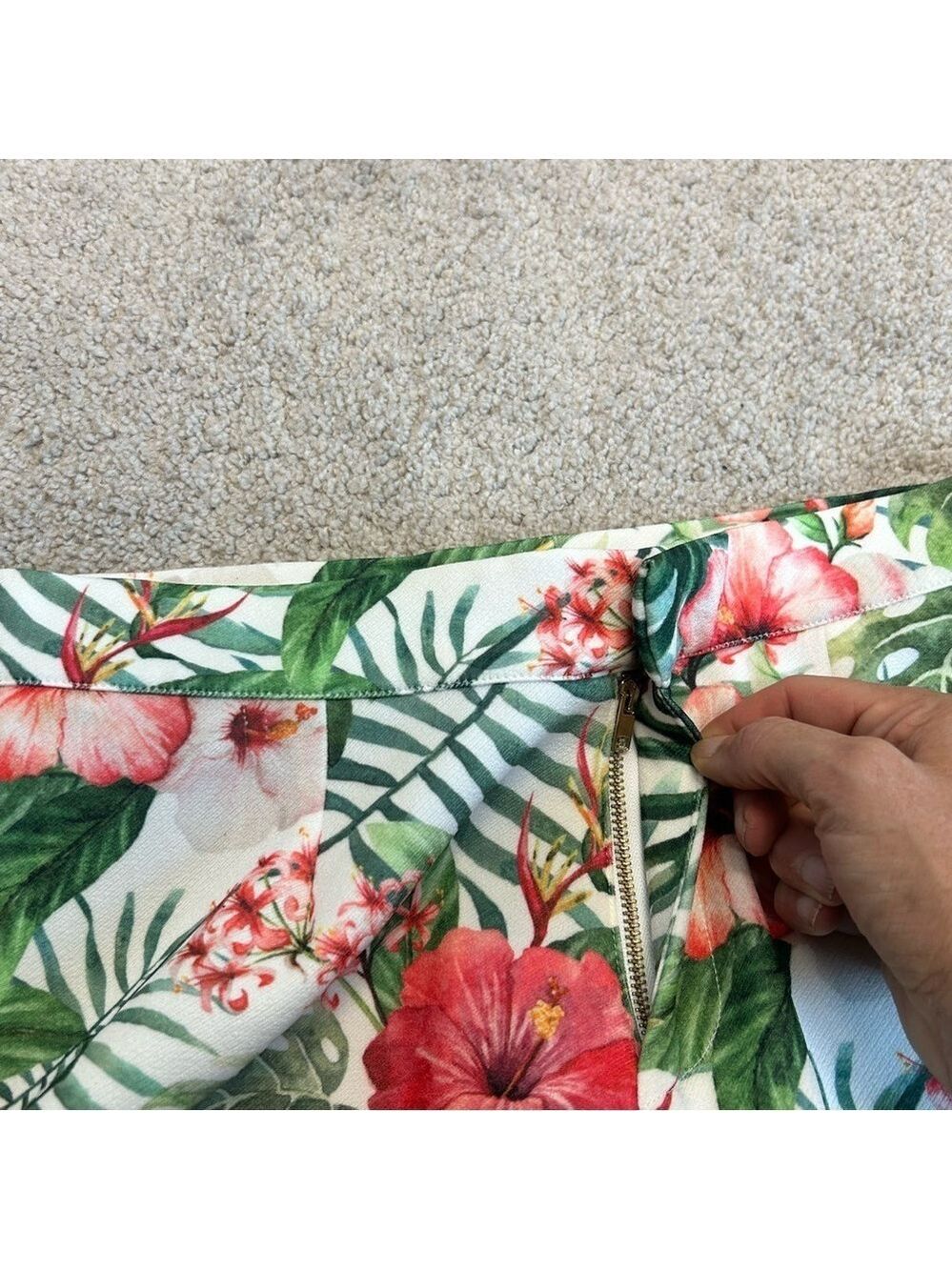 Sacoor Brothers pink green floral flower tropical ankle pants Sz 38 NWT - Picture 4 of 12